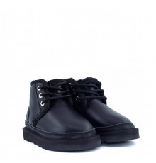 UGG Kids Neumel Zip Leather Black 